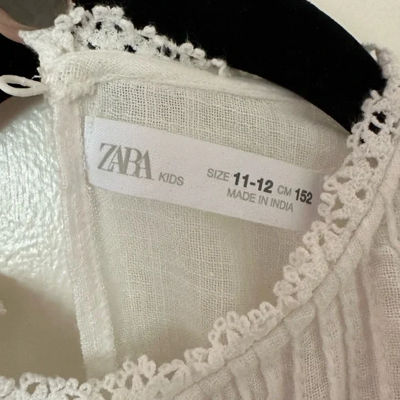 Zara Kids White Linen Peasant Blouse. Size 11-12. Beautifully made. - Picture 4 of 7